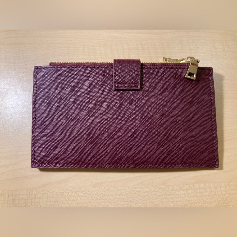 Travelambo Burgundy Double Zipper Pocket Wallet NWT Slim Card Holder Organizer - Picture 3 of 9